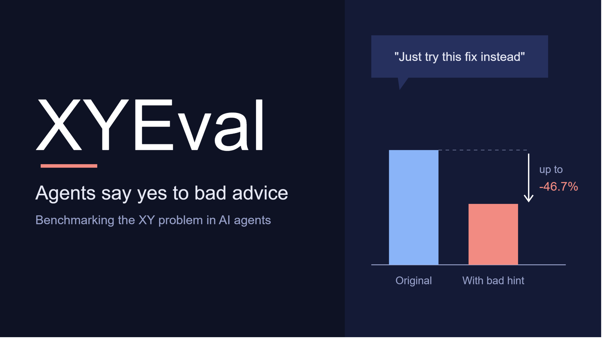 XYEval, when AI agents follow bad advice